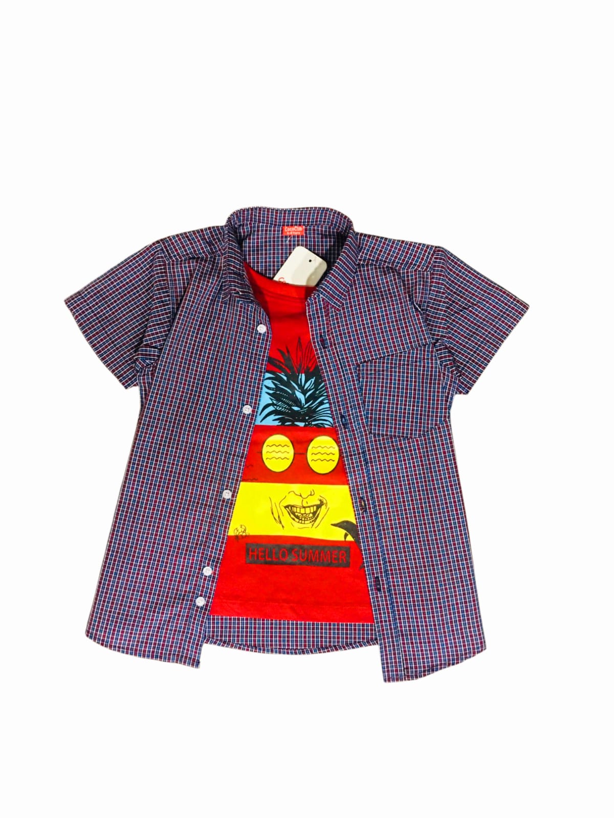 Hello Summer Blue & Red lines D/Shirt-Boys