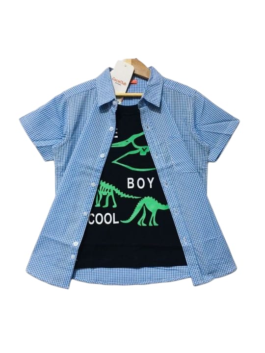 Brave Boy Blue Check Double Shirt Boys