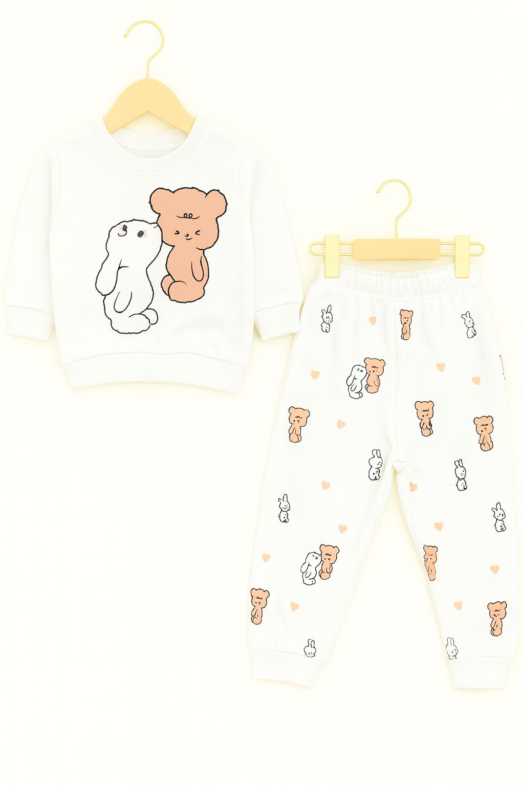 Cute Bear & Bunny white Track suit-Boys (R-51)
