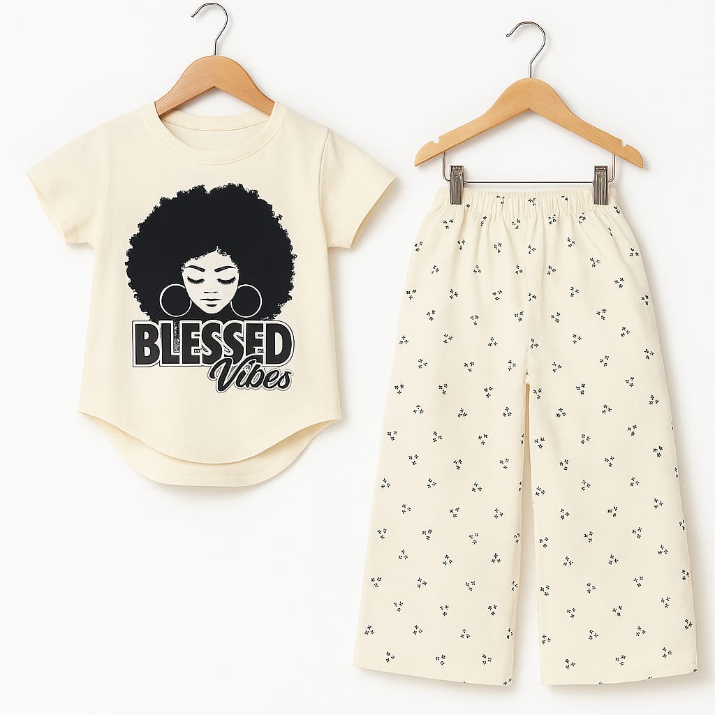Blessed vives cream t-hirt & flapper-Girls