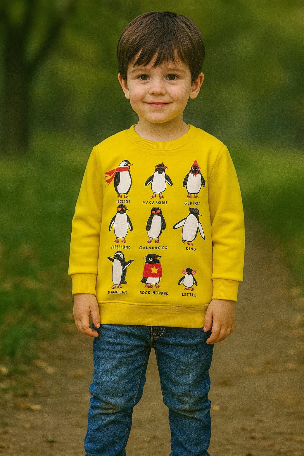 Chirpy penguins crewneck yellow sweatshirt- Boys (R-93)