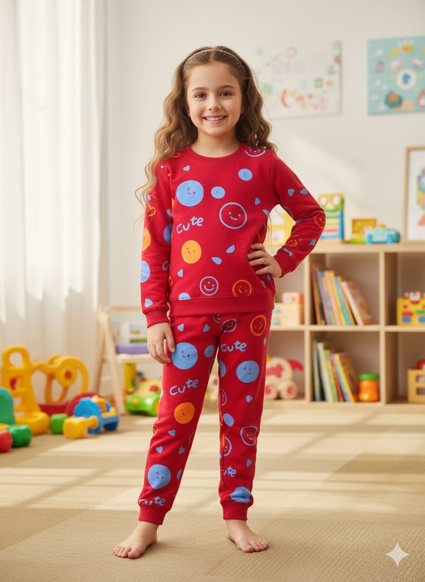 Smile Cute red track suit-Girls (R-3)
