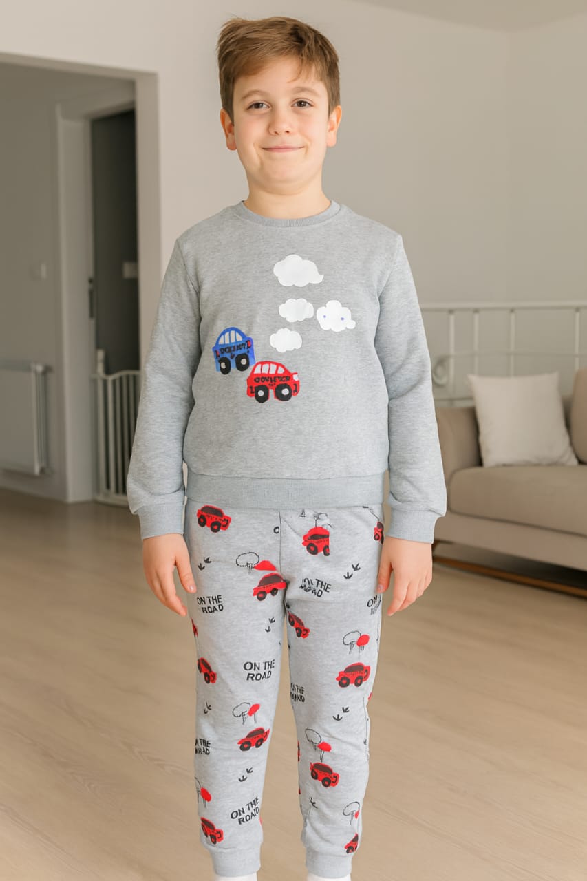 Car craze cozy gray track suit- BOYS