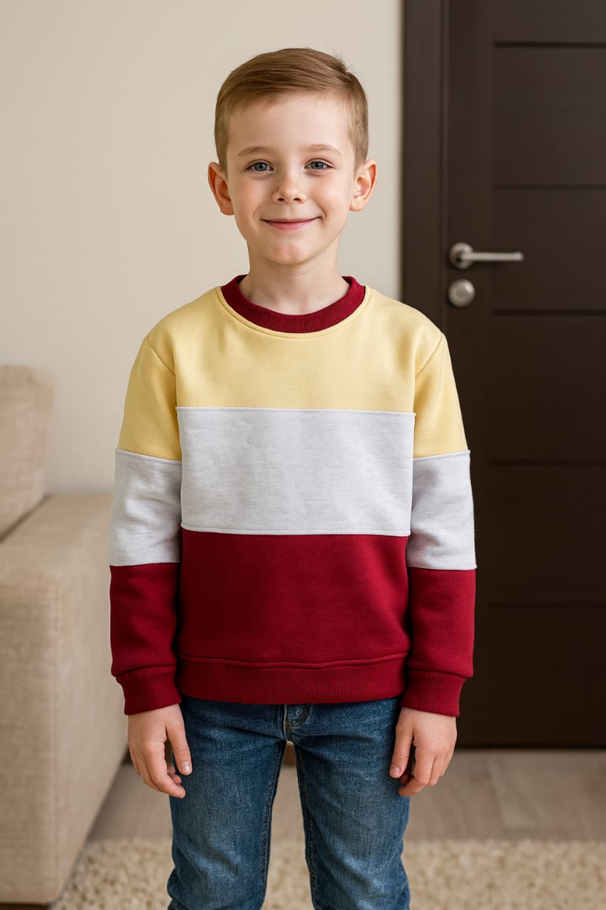 Three penal lemon and mahroon sweatshirt- Boys
