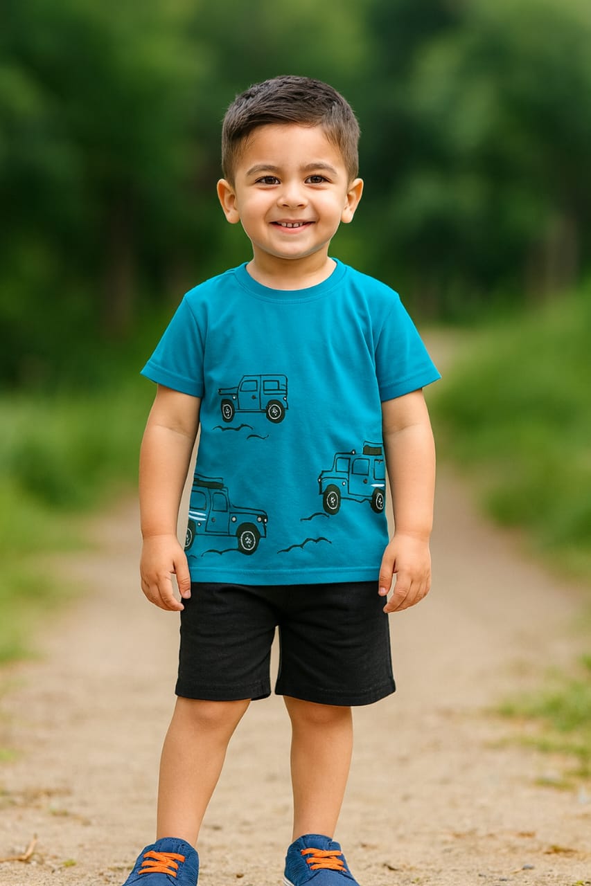 Jeep Print D/Ferozi Nicker Suit Boys