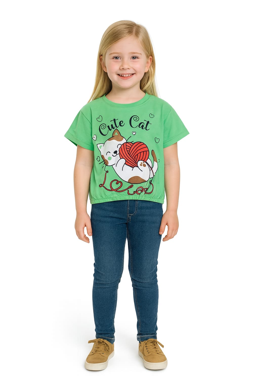 Cute Cat Parrot T-Shirt Girls