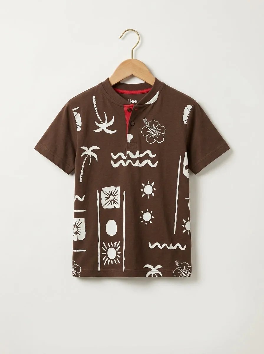 Hello Summer Chocolate Polo T-shirt- Boys (13N)