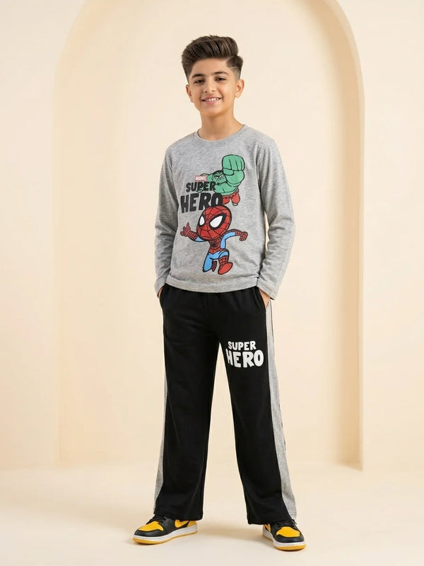 Super Hero Grey Baggy Trouser Shirt for Boys (141 N)
