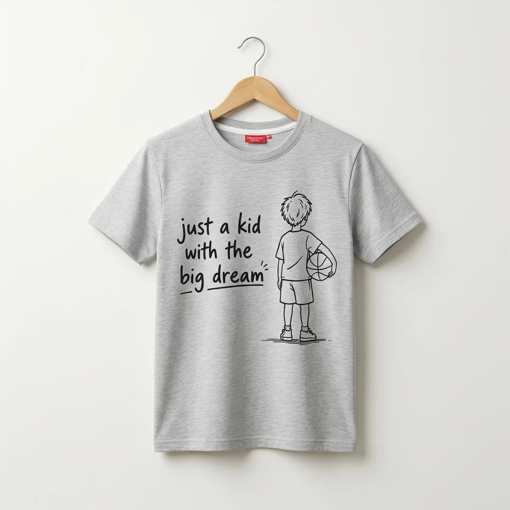 Basketball Graphic Grey T-Shirt For Boys (158N)