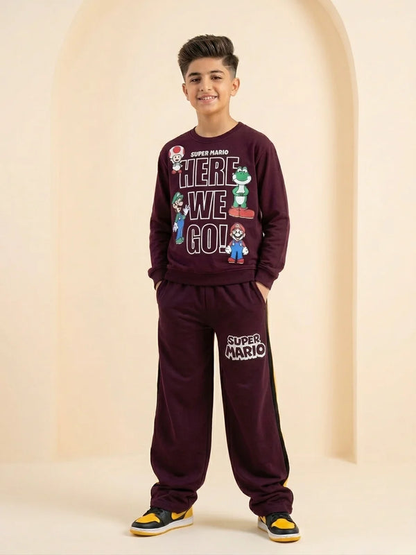 Super Mario Maroon Baggy Tracksuit for Boys (147 ,148N)