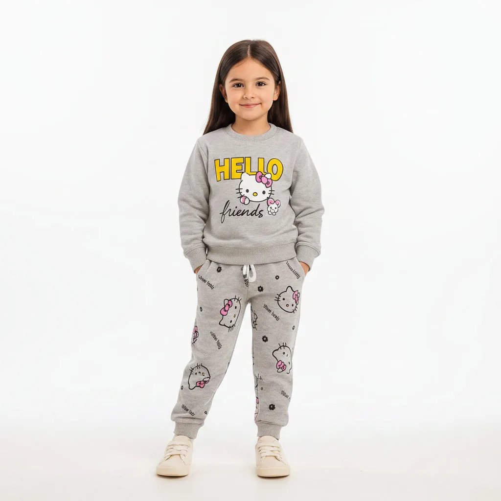Hello Friends Oatmeal Tracksuit for Girls (89N)