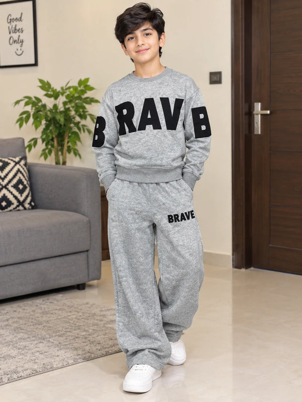 Brave Grey Fleece Baggy Tracksuit for Boys (139 N)