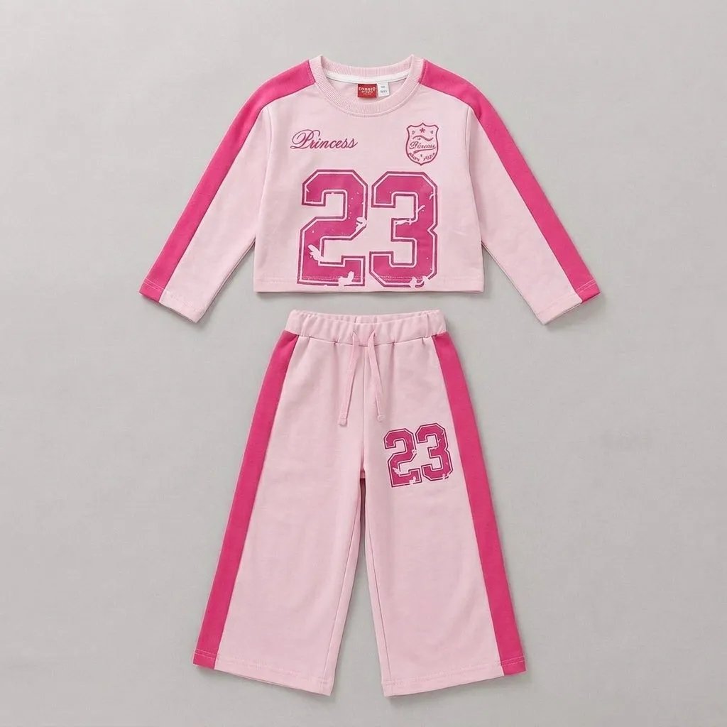 Terry Pink Princess 23 Baggy Tracksuit for Girls (136N)