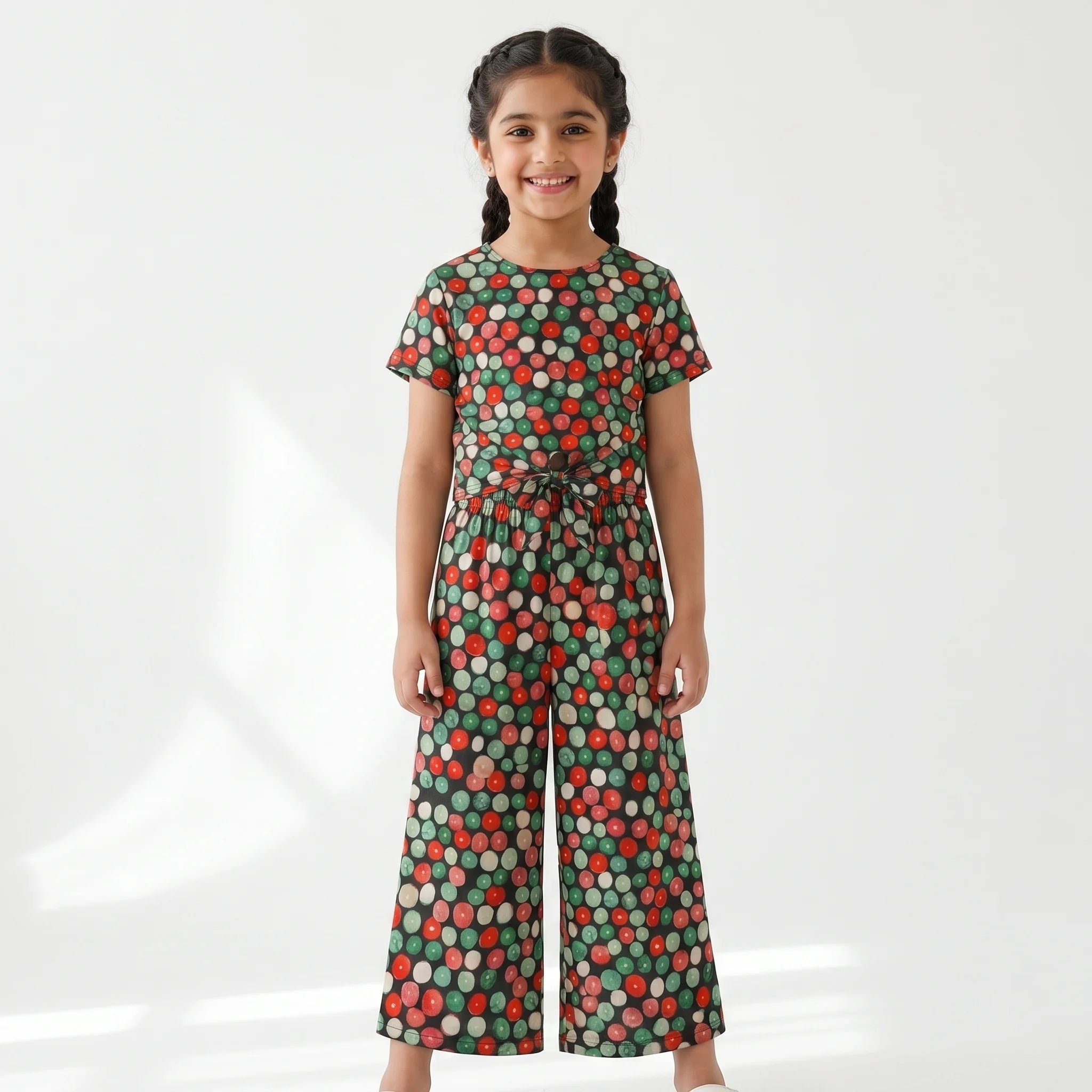 Red & Blue Dots Print Navy Skate Fish - Girls
