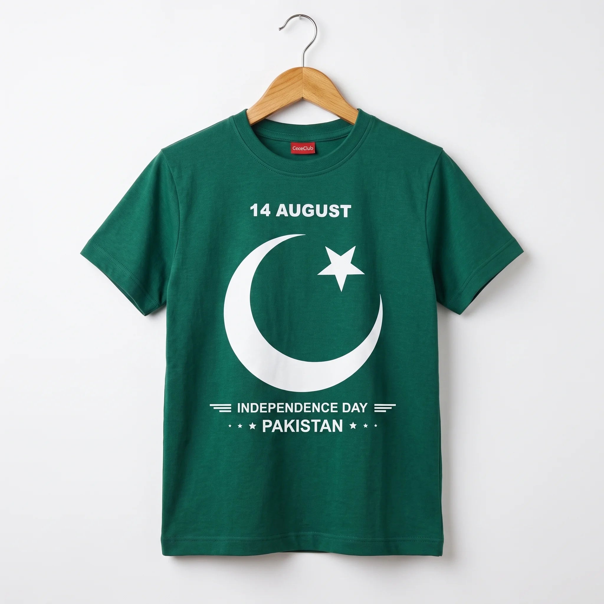 Azadi Special Boys Green Chand Tara 14 August Independence Day Shirt