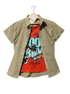 Cool Boys Brown Lines Double Shirt Boys