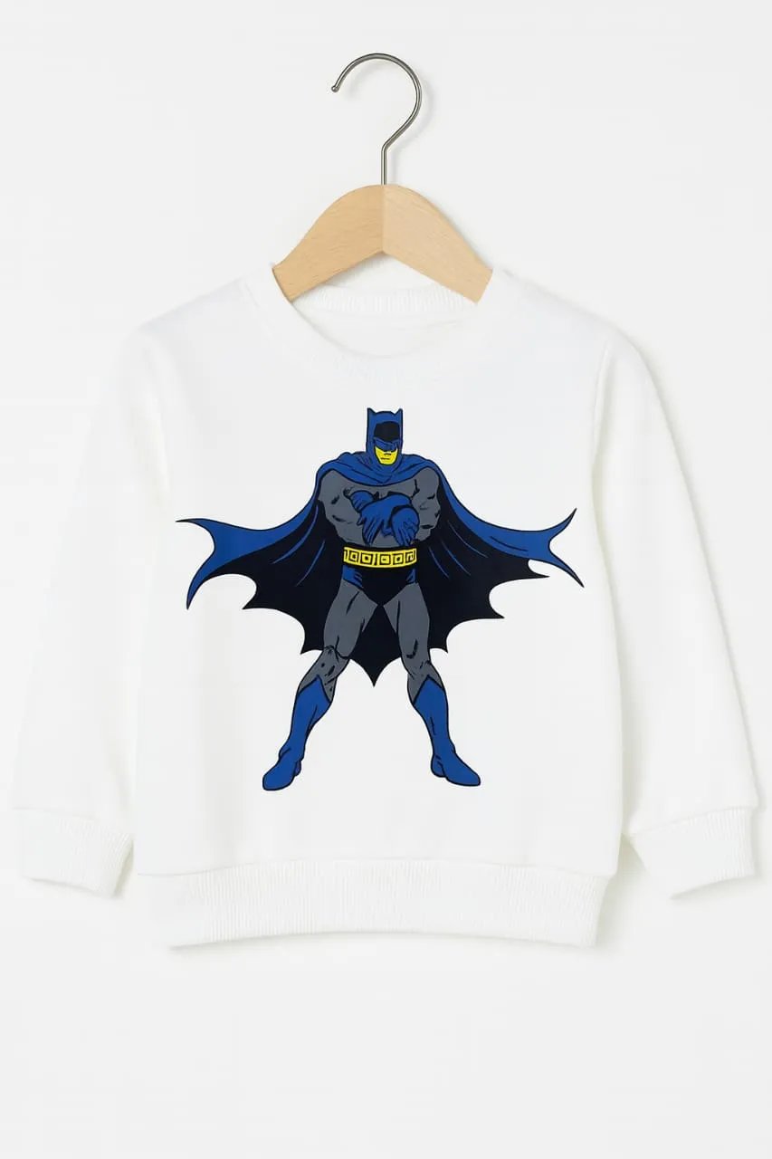 Batman Print White Sweatshirt for Boys (71N)