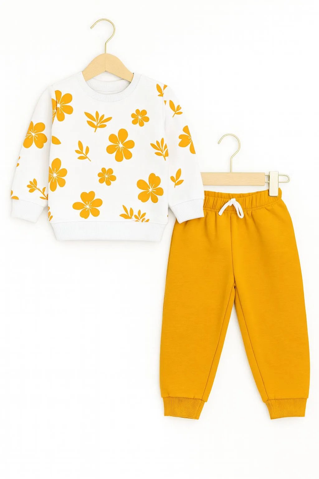 Mustard Petal Outfit White Tracksuit for Girls (72N)