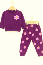 Sun flower dark purple track suit -Girls(R-3)