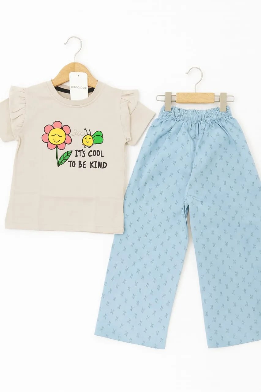It's Cool Ski T-shirt & Flapper Palazzo for Girls (37N)