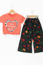 Love heart orange t-shit & flapper-Girls