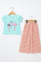 Fun sky blue T-shirt & flapper- Girls