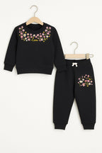 Love embroidery black track suit- Girls (R-18)