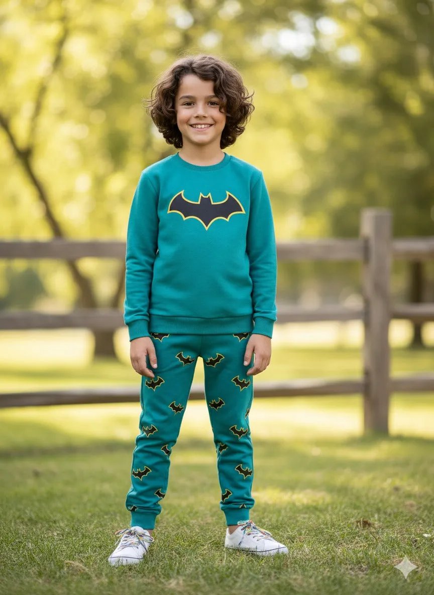 Batman Print Teal Tracksuit - Boys