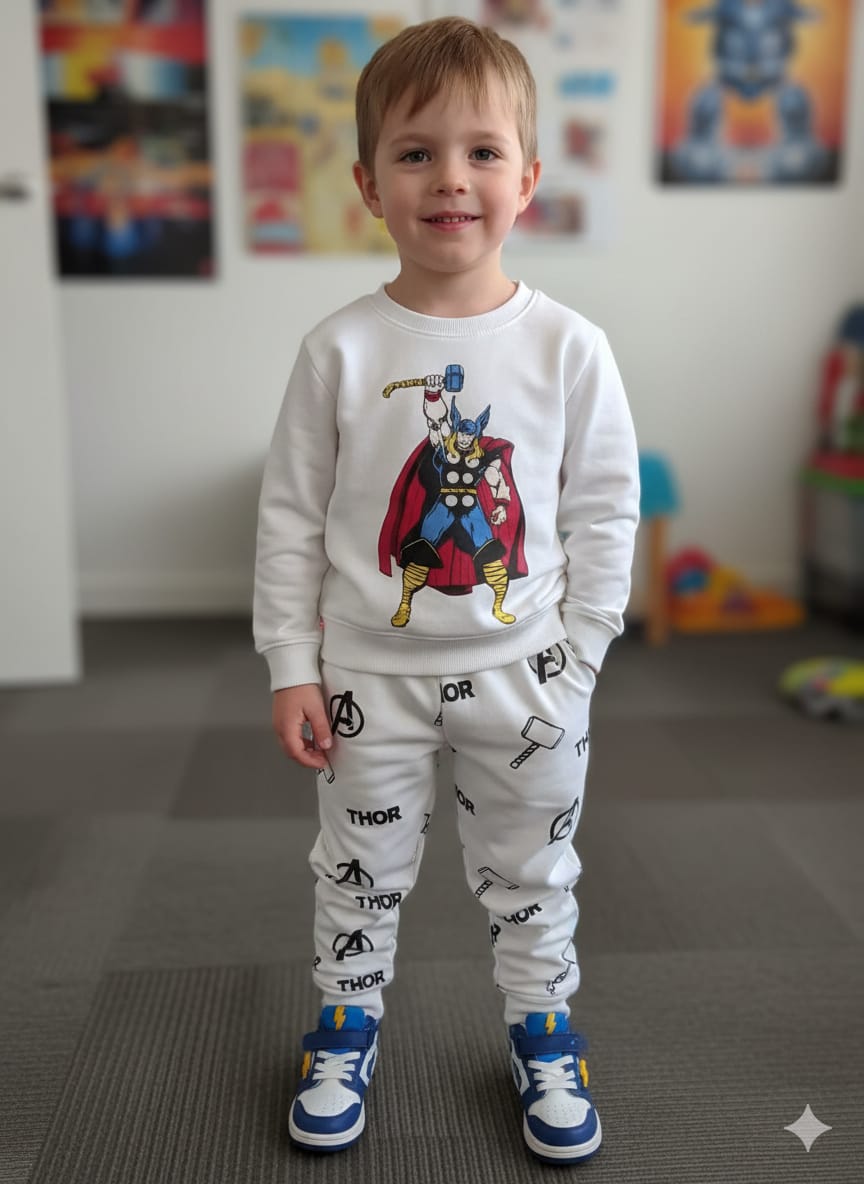Thor print white track suit- Boys (R-47)