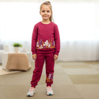 Spring blossom embroidery mahroon track suit- Girl (R-9)