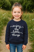 Enjoy the little thing navy sweatshirt- Girls