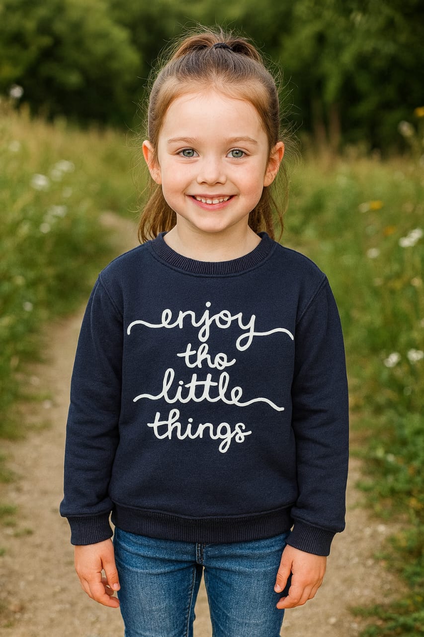 Enjoy the little thing navy sweatshirt- Girls