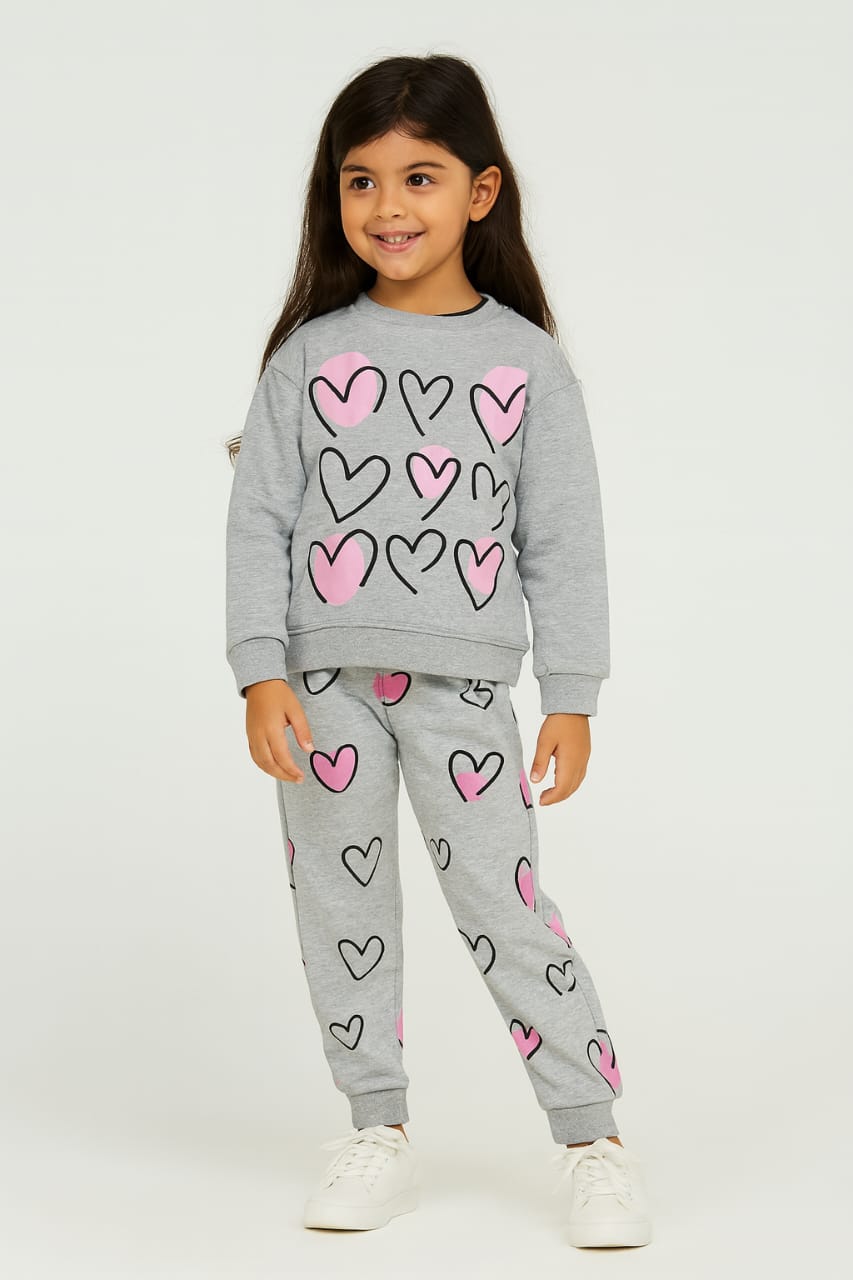 Nine heart gray track suit- Girls
