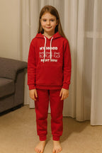 MY MOOD RIGHT NOW red hoodie track suit-Girls