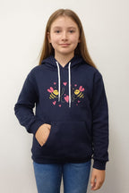 Honey love navy hoodie- Girls