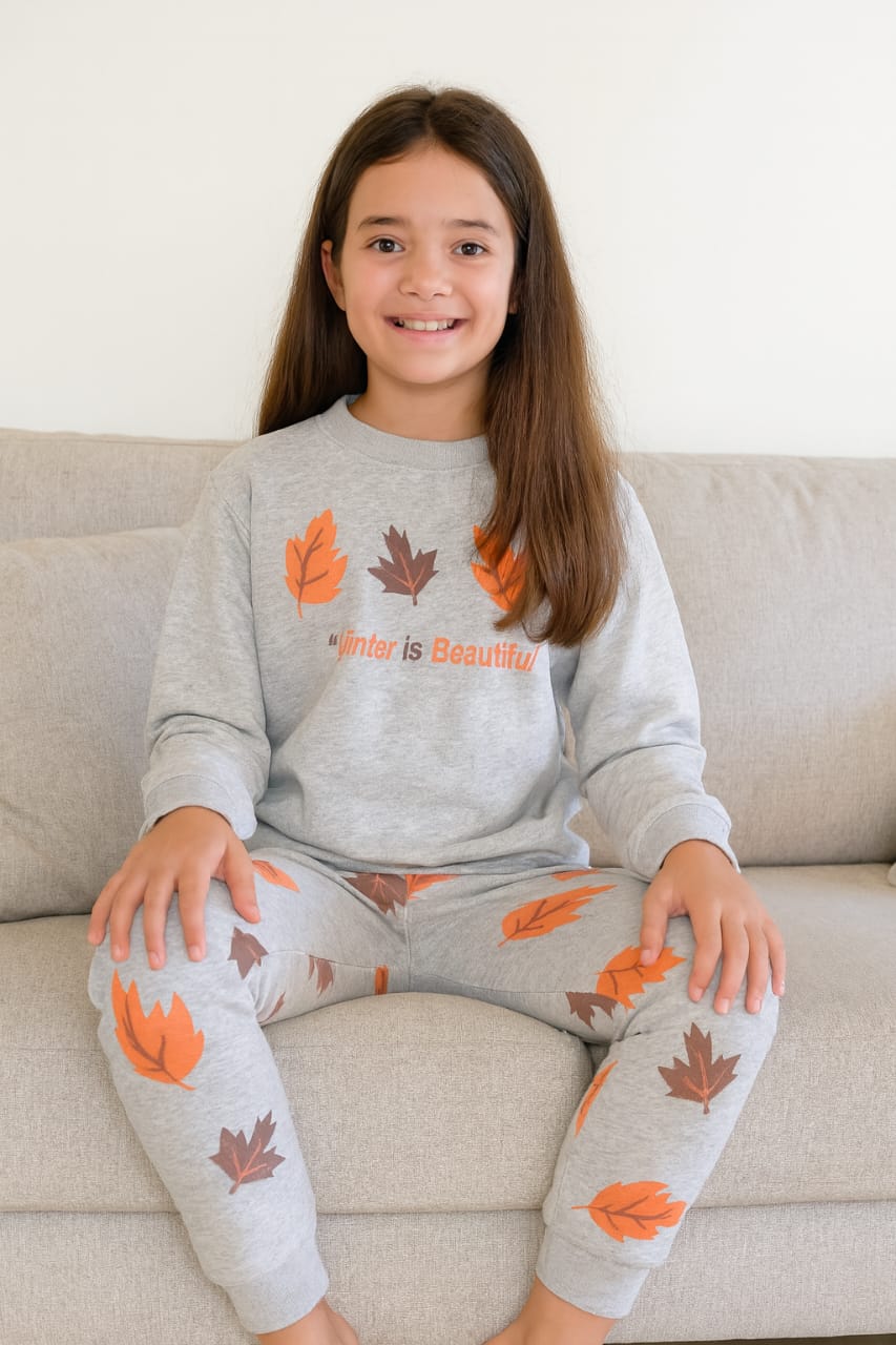 Winter is beautiful gray track suit- Girls(R-14,15)