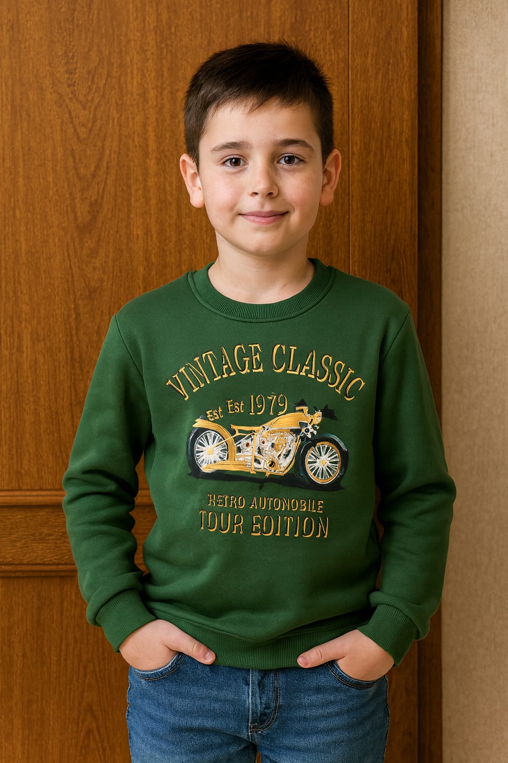 Retro racer green sweatshirt- Boys