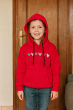 Candy hearts pullover red hoodie- Girls