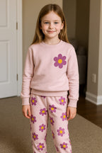 Sun flower baby pink track suit- Girls