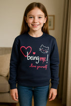 Love yourslf navy sweatshirt- Girls