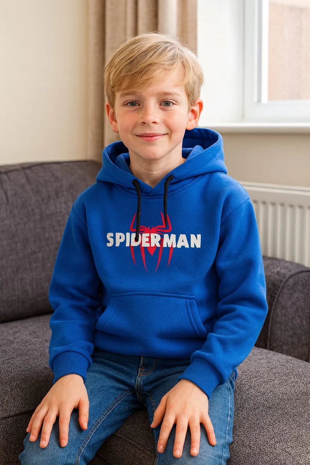 Spiderman logo royal blue hoodie- Boys(R-141)