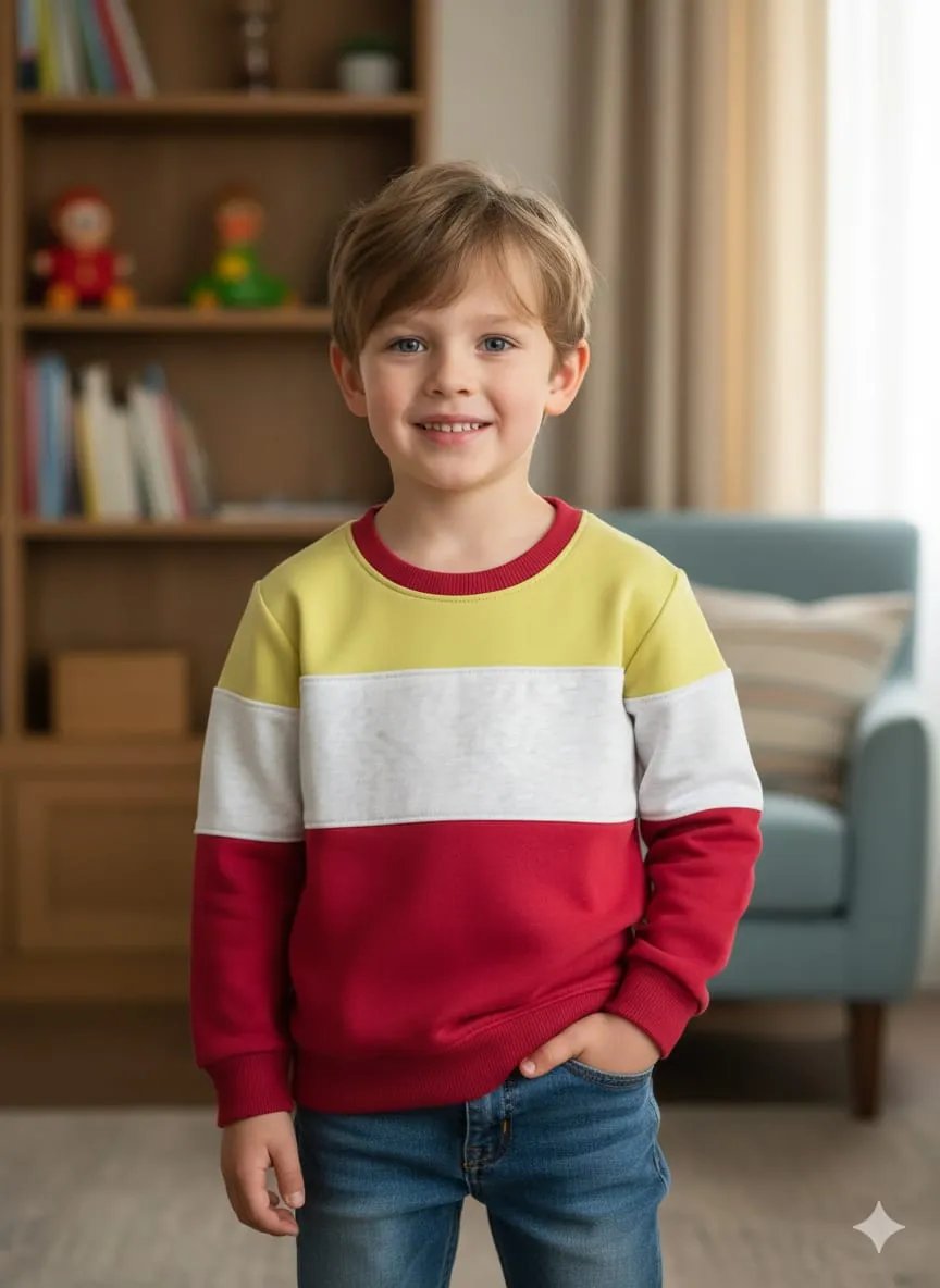 Three Panel Parrot and Maroon Sweatshirt - Boys (61N)