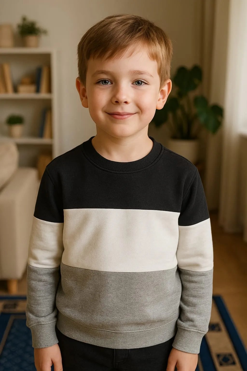 Three Panel Black and Grey Sweatshirt - Boys (R-100)