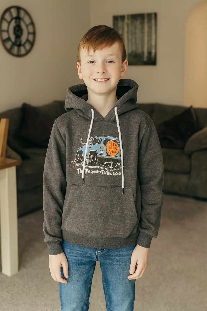 Blue Van Adventure Charcoal Hoodie for Boys (126N)