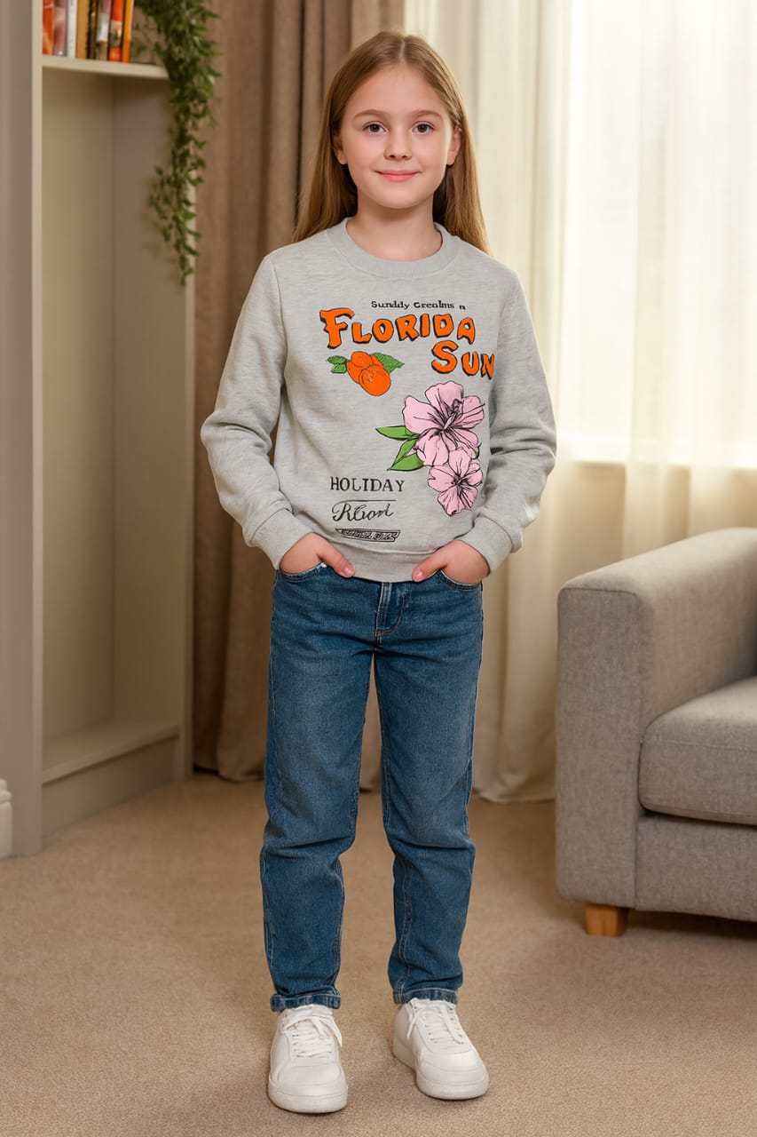 Florida sun gray sweatshirt- Girls(R-94)