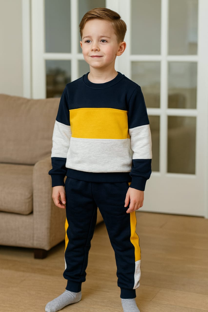 Three penal black and  white track suit- Boys