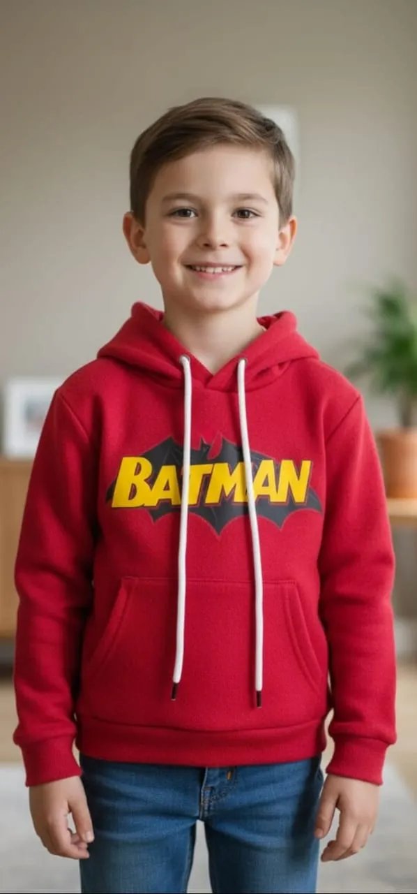 Batman Print Red Hoodie for Boys (126N)
