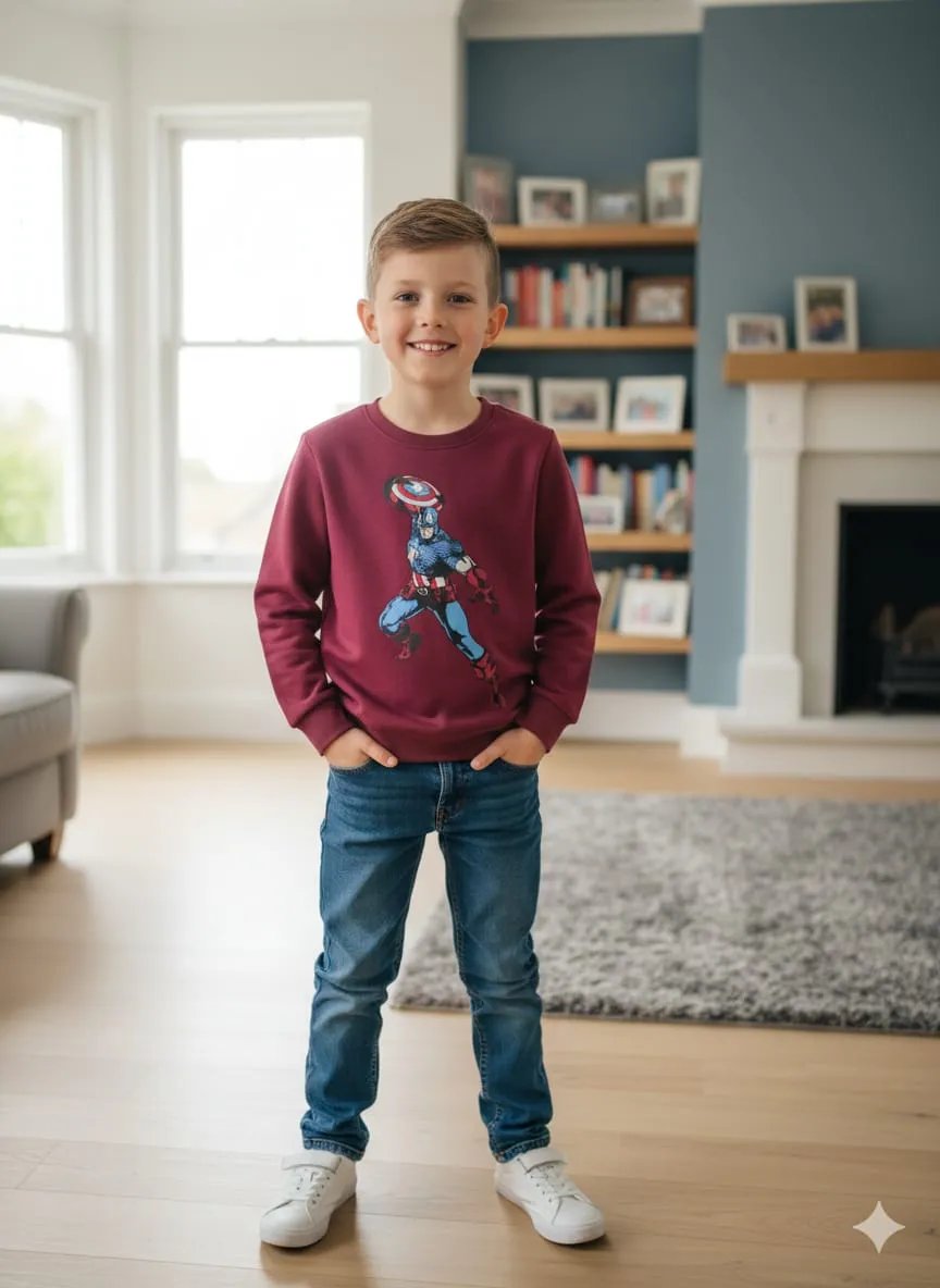 Captain America Maroon Sweatshirt - Boys (64N)