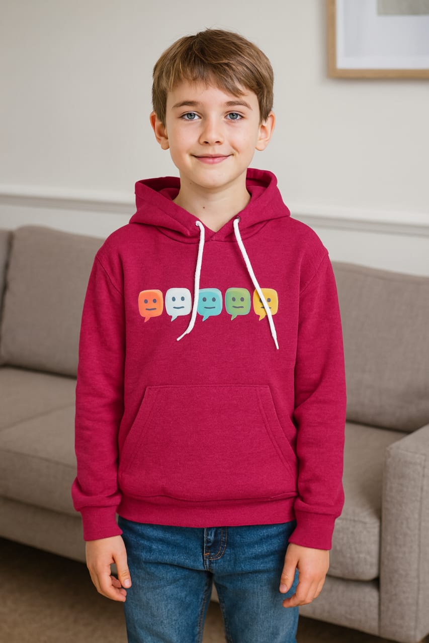 Happy chat mahroon hoodie- Boys(R-105)