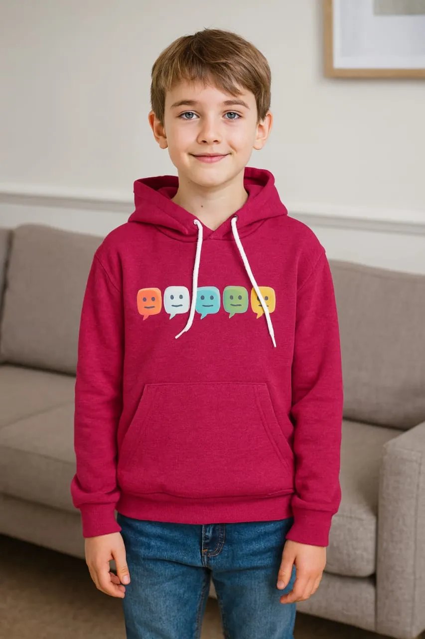 Happy Chat Maroon Hoodie - Boys (R-105)